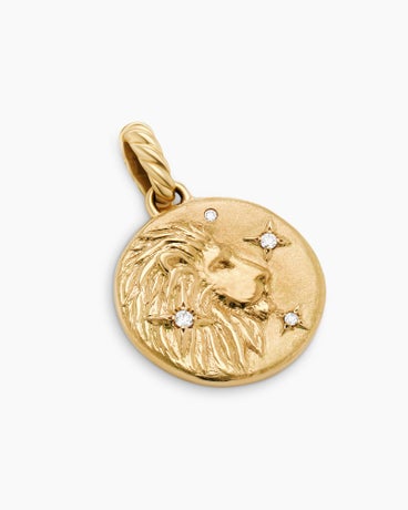 Leo Amulet in 18K Yellow Gold with Diamonds, 28.7mm