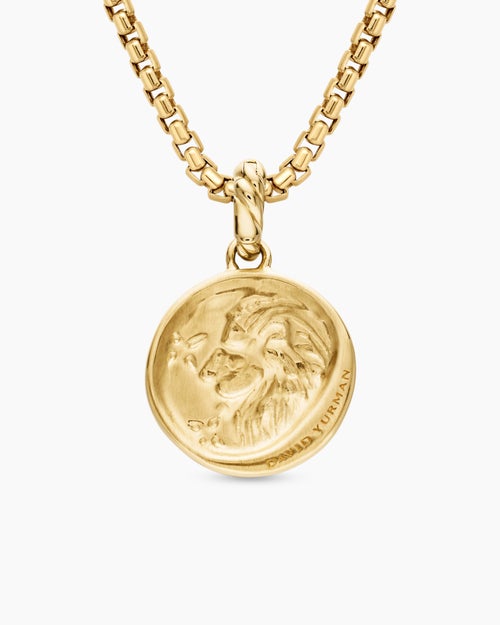 Womens Leo Amulet in 18K Yellow Gold with Diamonds, 19mm