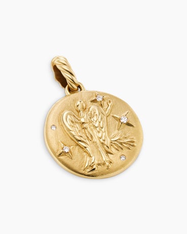 Virgo Amulet in 18K Yellow Gold with Diamonds, 28.7mm
