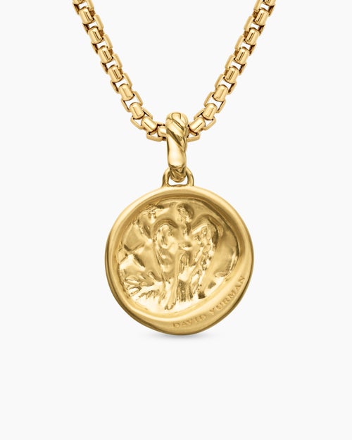 Womens Virgo Amulet in 18K Yellow Gold with Diamonds, 19mm