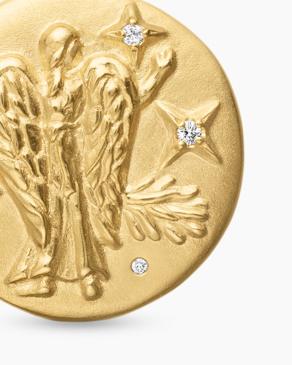 Virgo Amulet in 18K Yellow Gold with Diamonds, 19mm