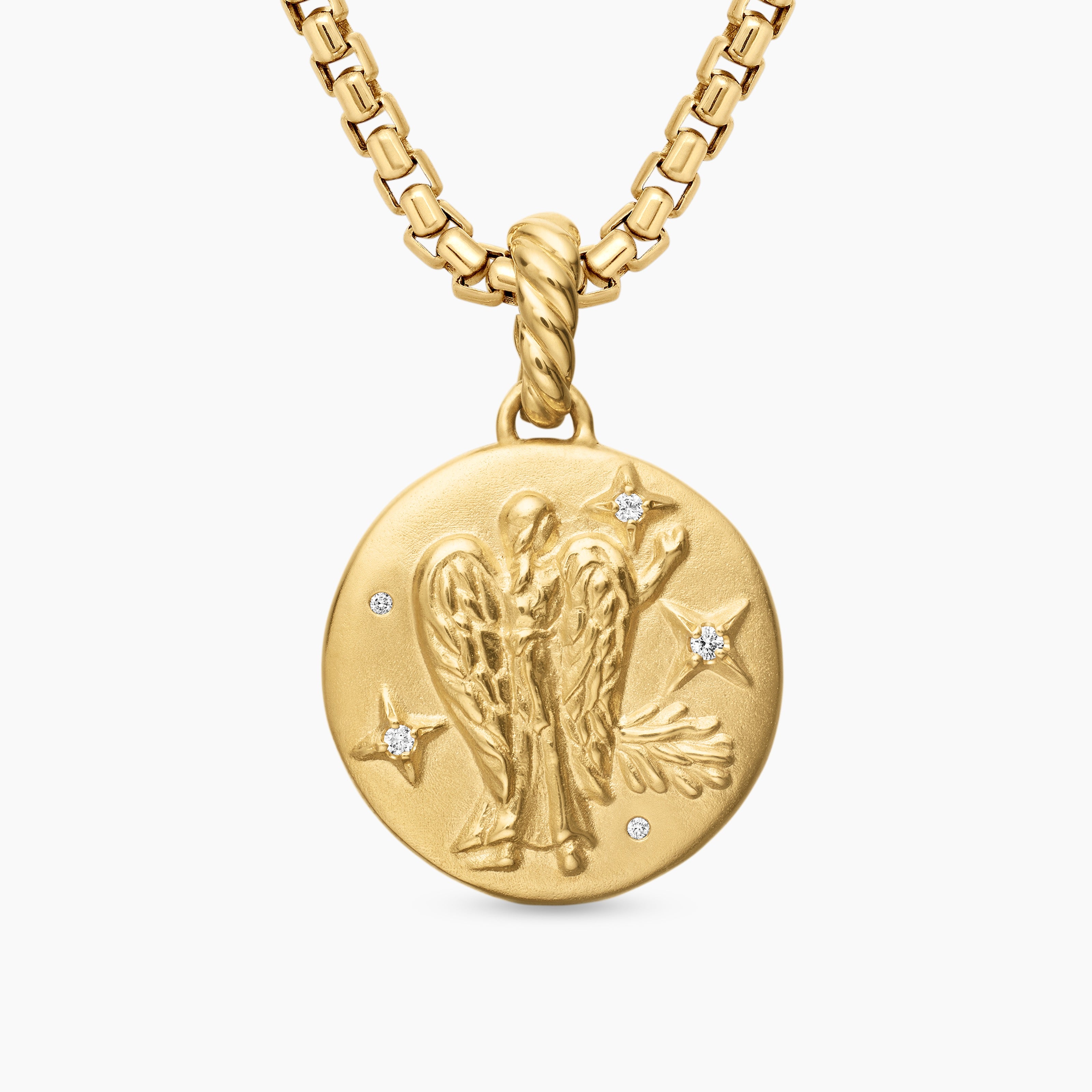 Womens Virgo Amulet in 18K Yellow Gold with Diamonds, 19mm