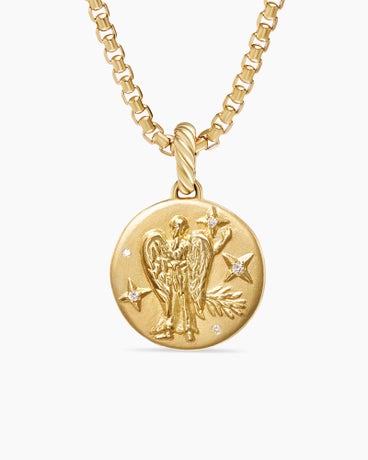 Virgo Amulet in 18K Yellow Gold with Diamonds, 28.7mm