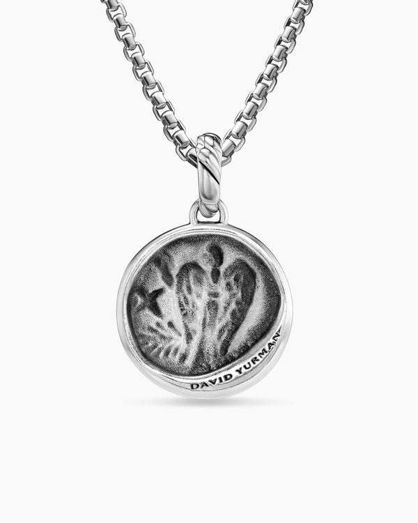 Amulette Vierge en argent sterling avec or jaune 18 carats et diamants, 19 mm