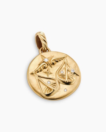 Libra Amulet in 18K Yellow Gold with Diamonds, 28.7mm