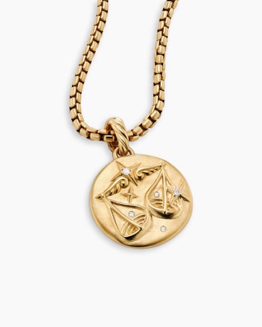 Libra Amulet in 18K Yellow Gold with Diamonds, 28.7mm