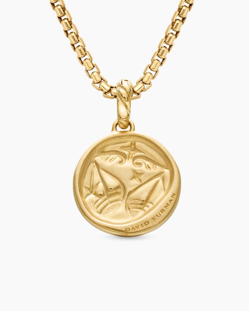 Womens Libra Amulet in 18ct Yellow Gold with Diamonds, 19mm