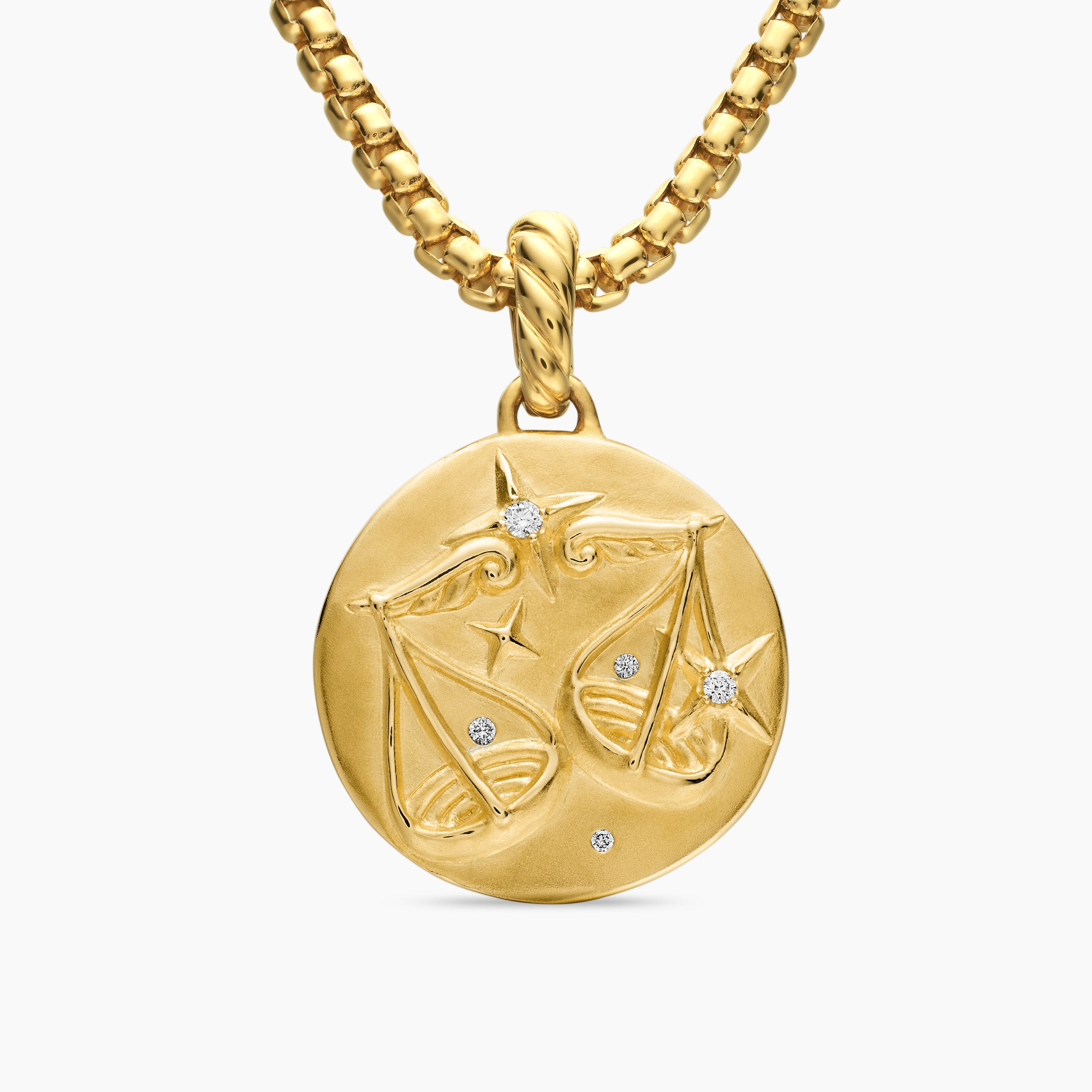 Womens Libra Amulet in 18K Yellow Gold with Diamonds, 19mm