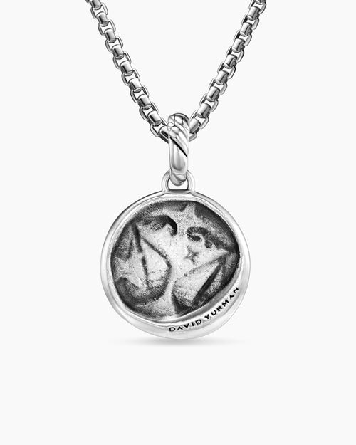 Womens Libra Amulet in Sterling Silver with 18K Yellow Gold and Diamonds, 19mm