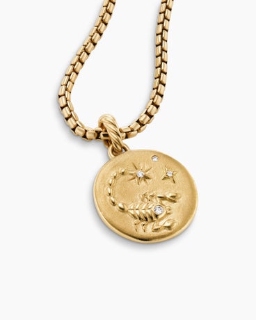 Scorpio Amulet in 18K Yellow Gold with Diamonds, 28.7mm