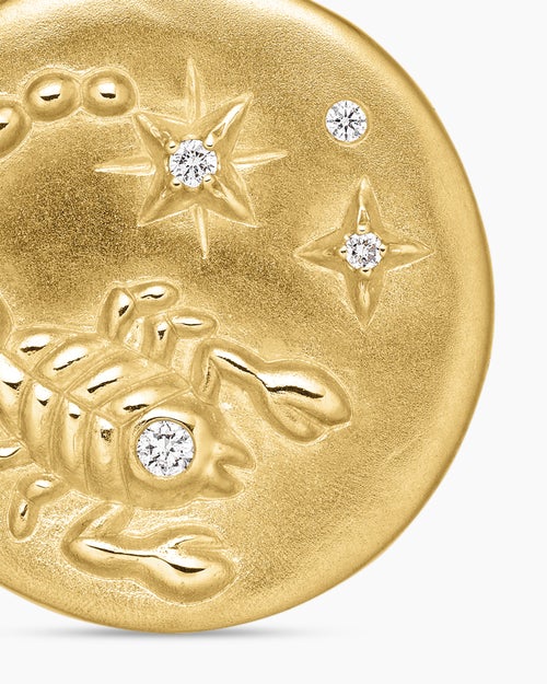 Womens Scorpio Amulet in 18ct Yellow Gold with Diamonds, 19mm