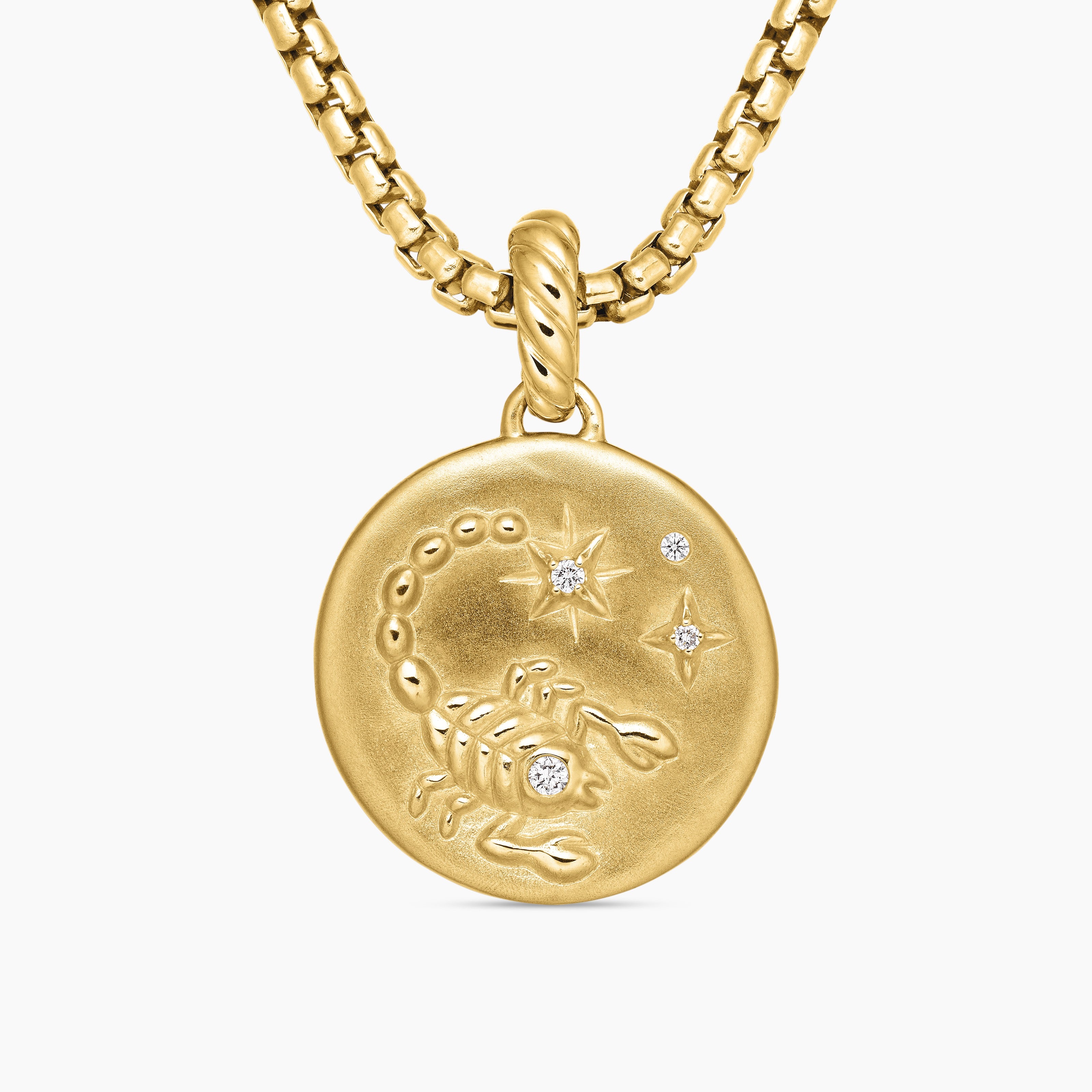 Womens Scorpio Amulet in 18K Yellow Gold with Diamonds, 19mm