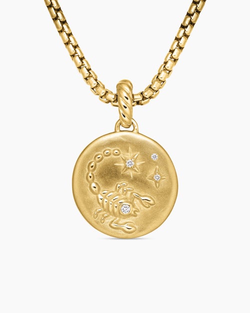 Womens Scorpio Amulet in 18K Yellow Gold with Diamonds, 19mm
