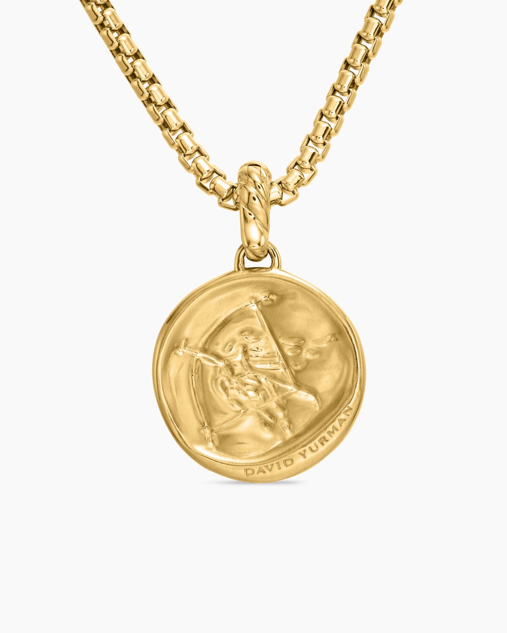 Womens Sagittarius Amulet in 18ct Yellow Gold with Diamonds, 19mm