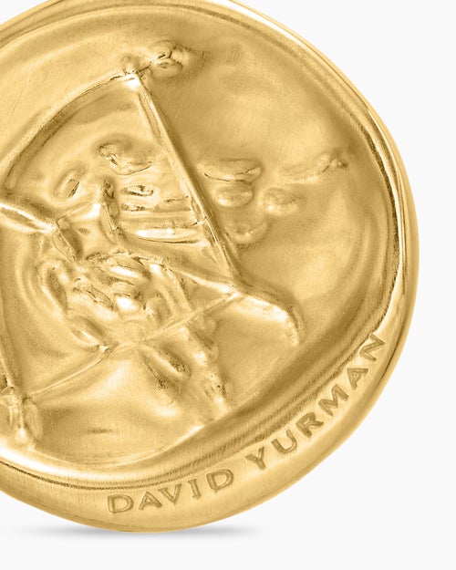 Womens Sagittarius Amulet in 18ct Yellow Gold with Diamonds, 19mm