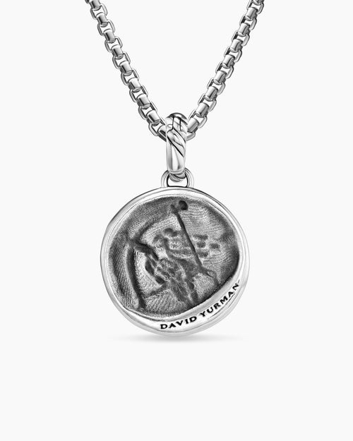 Womens Sagittarius Amulet in Sterling Silver with 18K Yellow Gold and Diamonds, 19mm