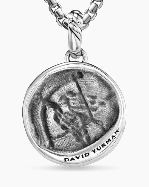 Womens Sagittarius Amulet in Sterling Silver with 18ct Yellow Gold and Diamonds, 19mm