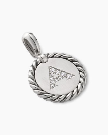 Initial Charm in Sterling Silver with Diamond A