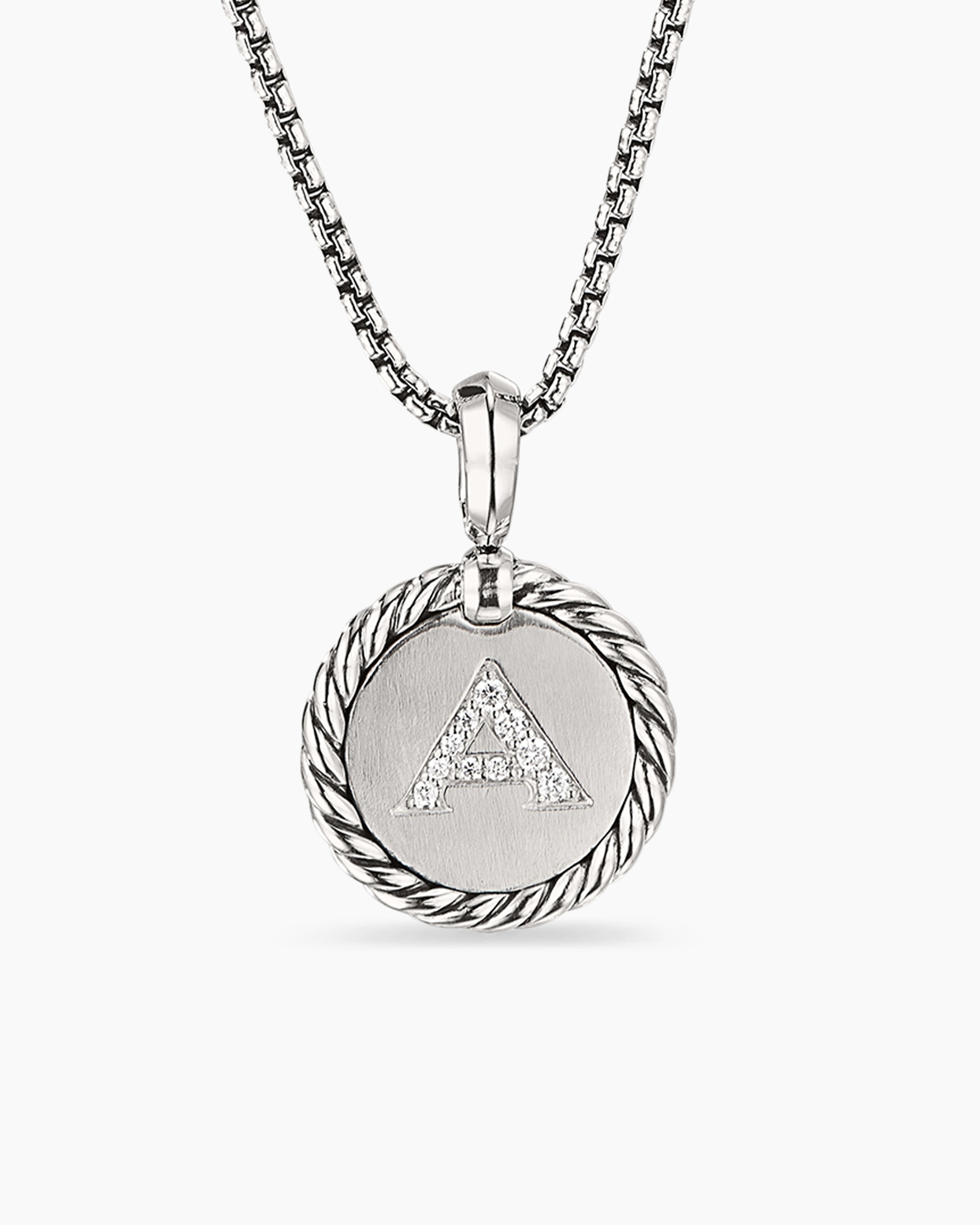 David Yurman Diamond Initial Pendant in Silver-Z