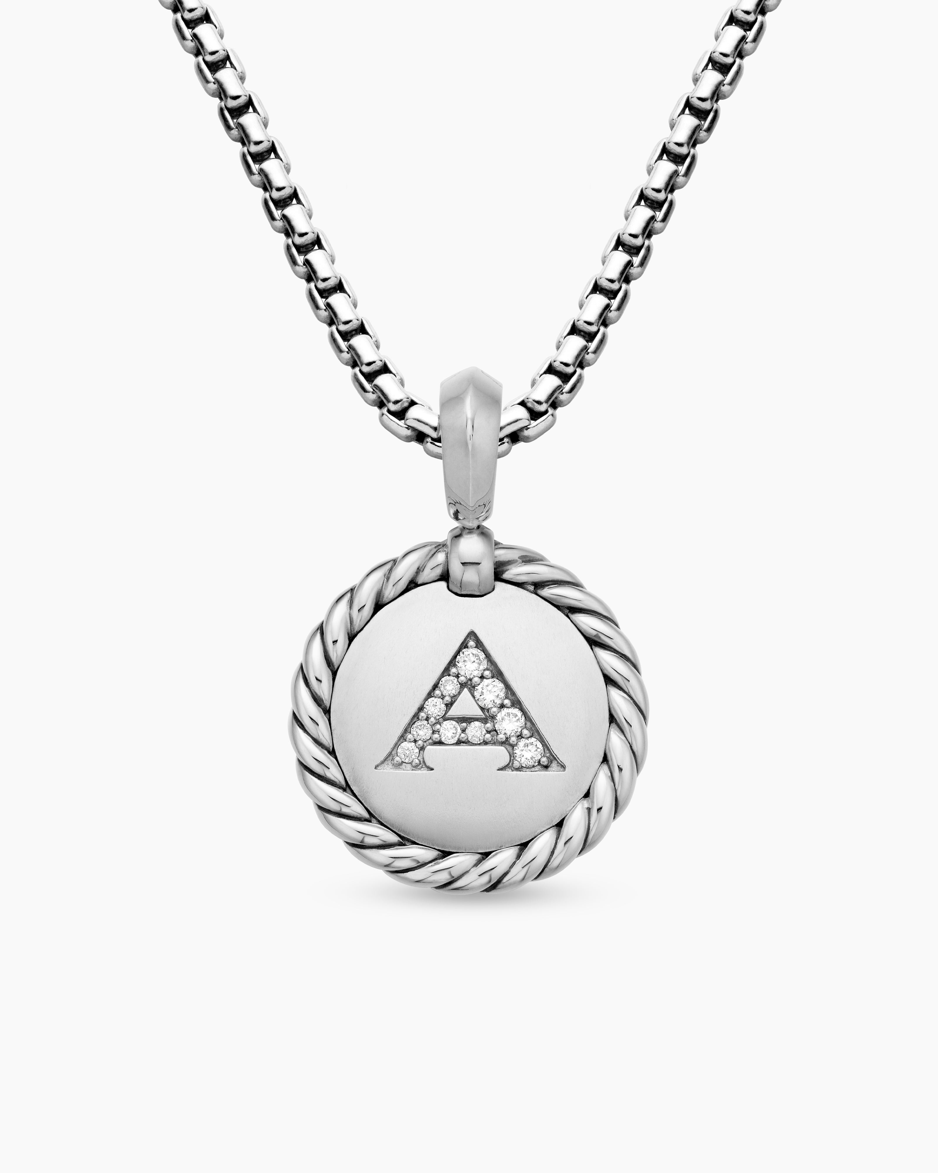 David Yurman Diamond Initial Pendant in Silver-Z