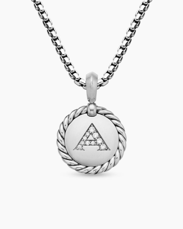 david van hagen Initial Charm Sterling Silver with Diamond A
