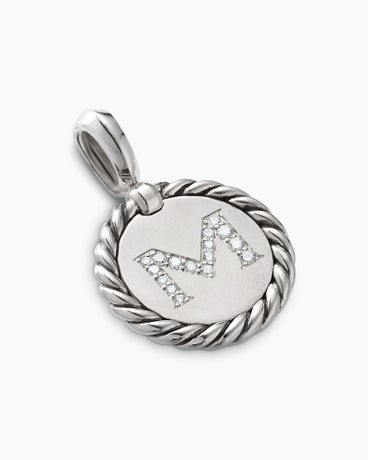Initial Charm in Sterling Silver with Diamond M