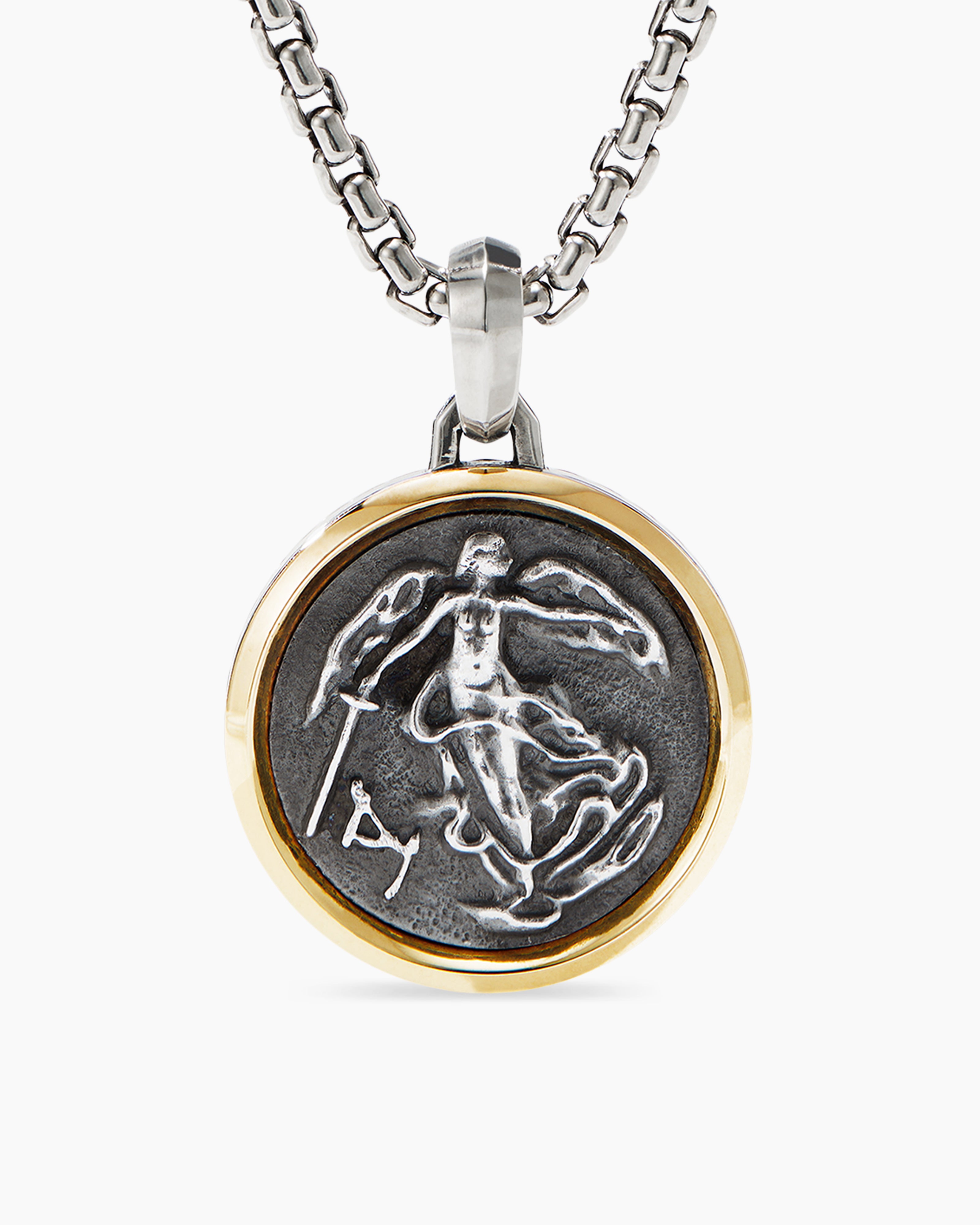 Petrvs® Angel Pendant in Sterling Silver with 18K Yellow Gold, 33mm