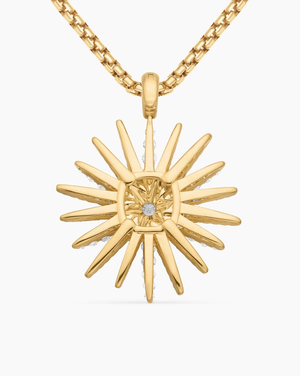 Starburst Pendant in 18K Yellow Gold with Full Pavé Diamonds, 33.7mm