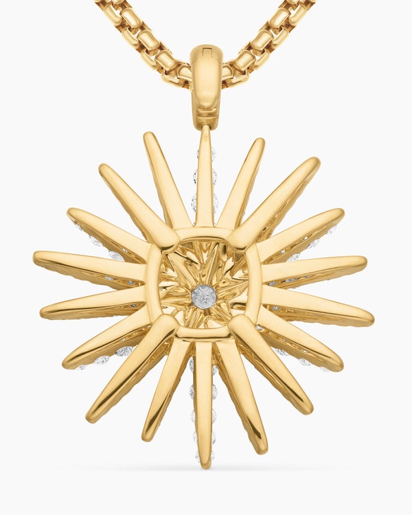 Starburst Pendant in 18K Yellow Gold with Full Pavé Diamonds, 33.7mm