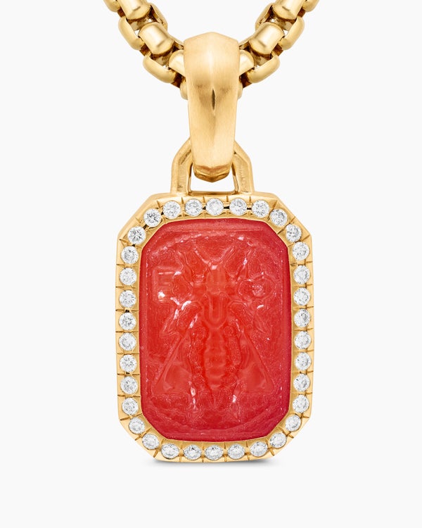 Petrvs® Bee Amulet in 18K Yellow Gold with Carnelian and Diamonds, 15mm