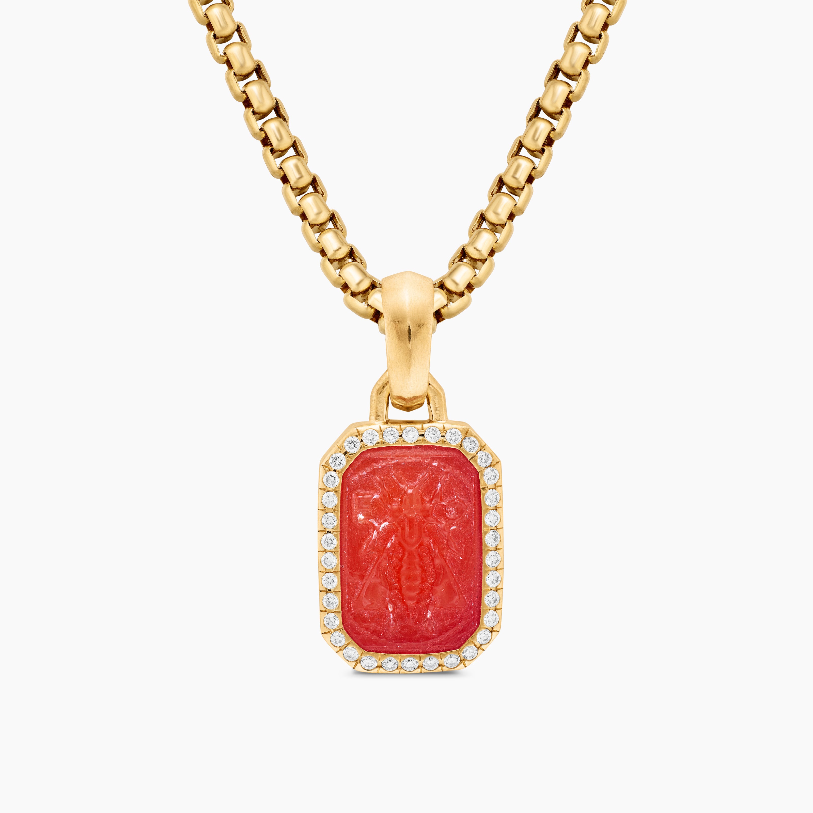 Womens Petrvs&reg; Bee Amulet in 18K Yellow Gold with Carnelian and Diamonds, 15mm