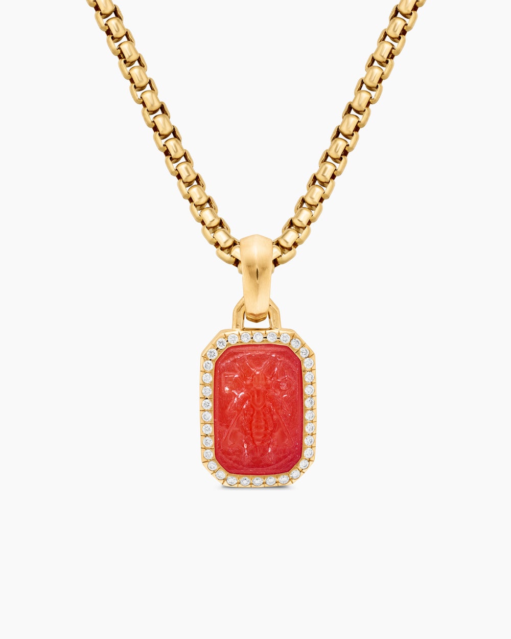 Womens Petrvs® Bee Amulet in 18K Yellow Gold with Carnelian and Diamonds, 15mm