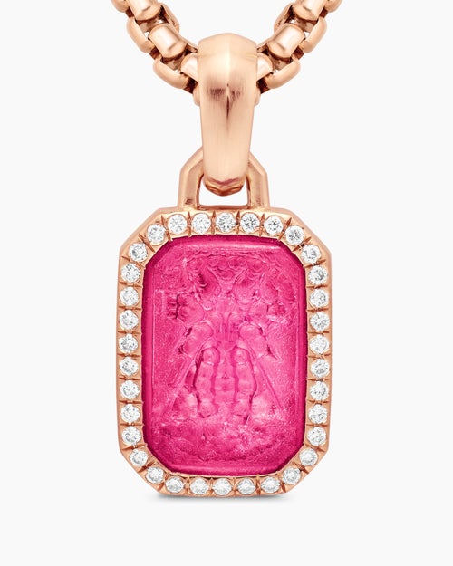 Womens Petrvs® Bee Amulet in 18K Rose Gold with Rubellite and Diamonds, 15mm