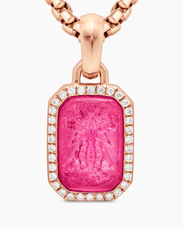 Petrvs® Bee Amulet in 18K Rose Gold with Rubellite and Diamonds, 15mm