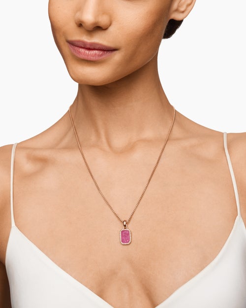 Womens Petrvs® Bee Amulet in 18K Rose Gold with Rubellite and Diamonds, 15mm