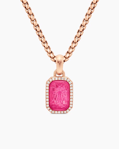 Womens Petrvs® Bee Amulet in 18K Rose Gold with Rubellite and Diamonds, 15mm
