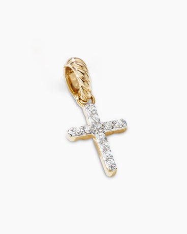 Cable Collectibles® Cross Amulet in 18K Yellow Gold with Diamonds, 17mm