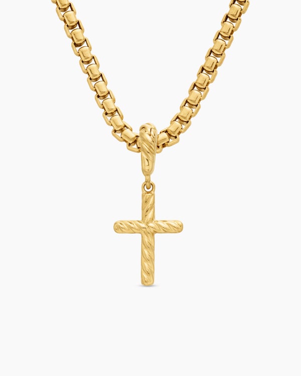 Cable Collectibles® Cross Amulet in 18K Yellow Gold with Diamonds, 11.4mm