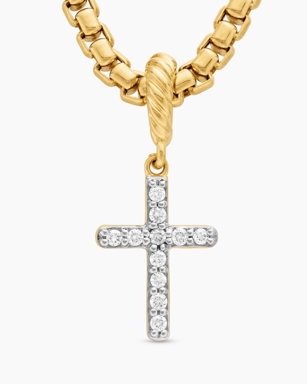 Cable Collectibles® Cross Amulet in 18K Yellow Gold with Diamonds, 11.4mm