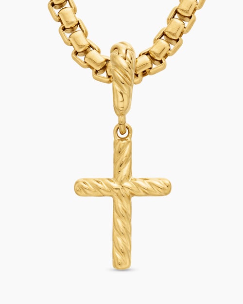 Womens Cable Collectibles® Cross Amulet in 18K Yellow Gold with Diamonds, 11.4mm