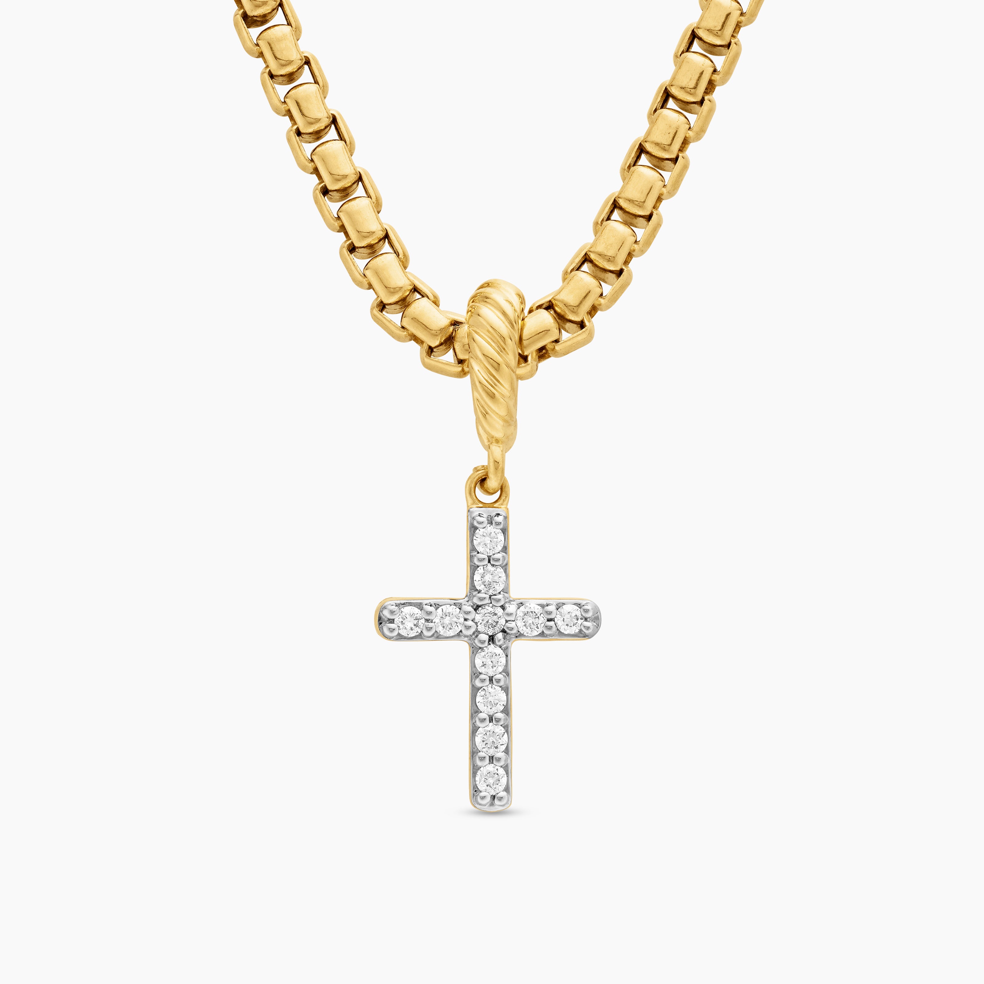 Womens Cable Collectibles&reg; Cross Amulet in 18K Yellow Gold with Diamonds, 11.4mm