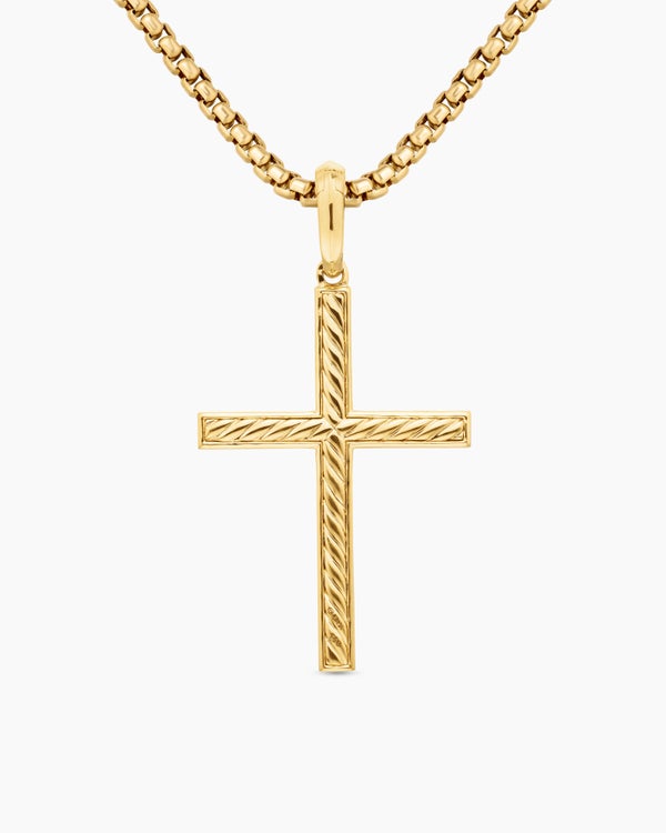 Modern Renaissance® Cross Pendant in 18K Yellow Gold with Diamonds, 34mm