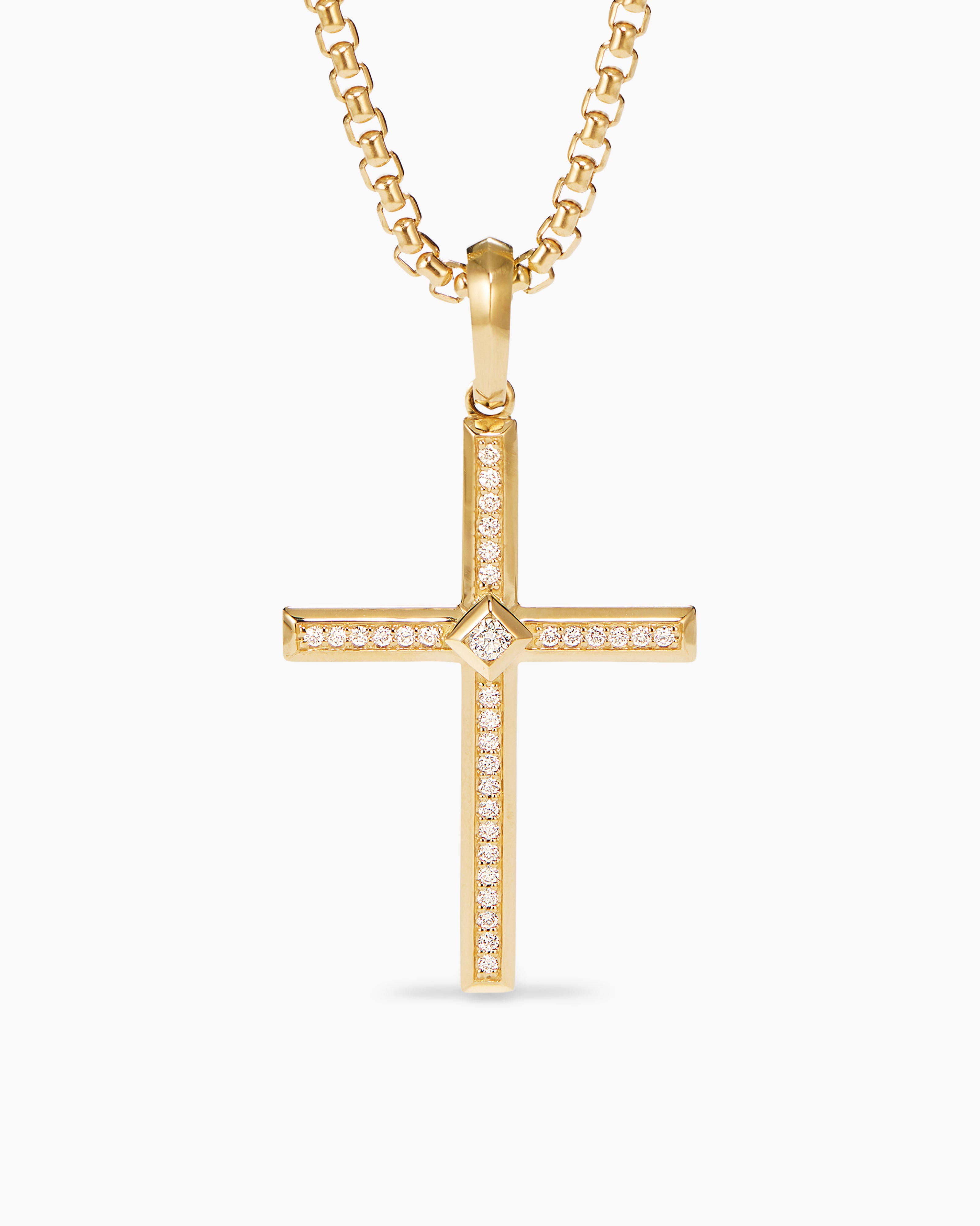 Beatuiful Aquamarine Cross Pendant Necklace 14K/ 18K White Gold