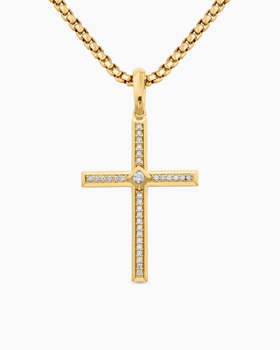 Modern Renaissance® Cross Pendant in 18ct Yellow Gold with Diamonds, 34mm