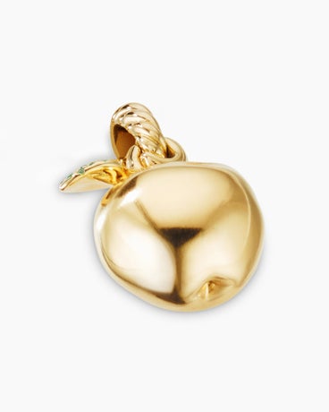 NYC Big Apple Amulet in 18K Yellow Gold with Pavé Tsavorites, 12mm