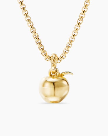 NYC Big Apple Amulet in 18K Yellow Gold with Pavé Tsavorites, 12mm