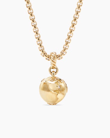 NYC Earth Amulet in 18K Yellow Gold with Diamond, 22.6mm