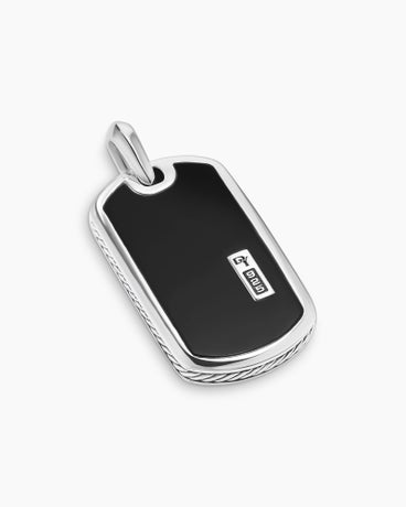 Streamline® Bevelled Tag in Sterling Silver with Black Onyx, 35mm