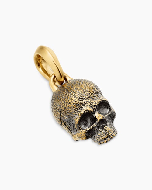 Mens Memento Mori Skull Amulet in 18K Yellow Gold, 16mm