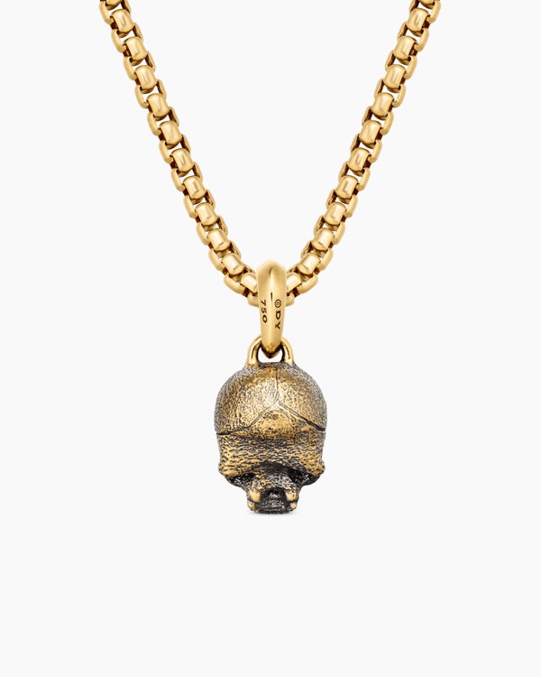 Memento Mori Skull Amulet in 18K Yellow Gold, 16mm